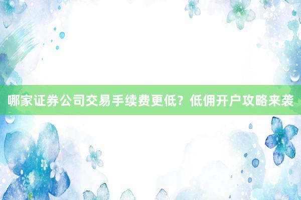 哪家证券公司交易手续费更低？低佣开户攻略来袭