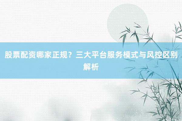股票配资哪家正规?三大平台服务模式与风控区别解析