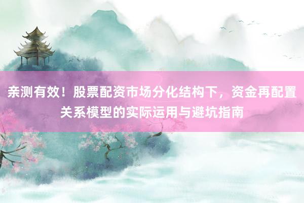 亲测有效！股票配资市场分化结构下，资金再配置关系模型的实际运用与避坑指南