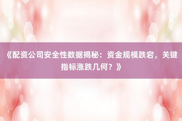 《配资公司安全性数据揭秘：资金规模跌宕，关键指标涨跌几何？》