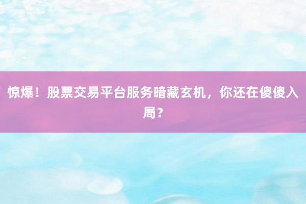 惊爆！股票交易平台服务暗藏玄机，你还在傻傻入局？