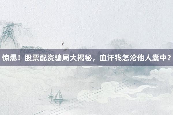 惊爆！股票配资骗局大揭秘，血汗钱怎沦他人囊中？