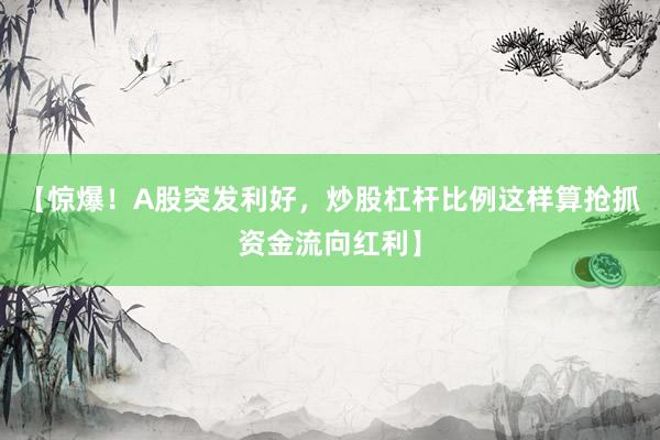 【惊爆!A股突发利好,炒股杠杆比例这样算抢抓资金流向红利】