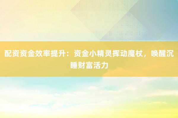 配资资金效率提升：资金小精灵挥动魔杖，唤醒沉睡财富活力