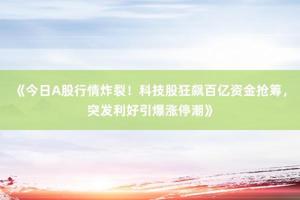 《今日A股行情炸裂！科技股狂飙百亿资金抢筹，突发利好引爆涨停潮》