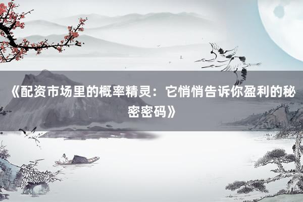 《配资市场里的概率精灵：它悄悄告诉你盈利的秘密密码》